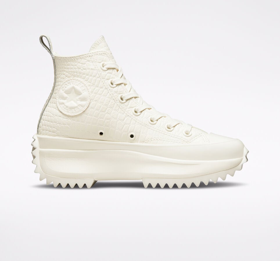 Run Star Hike Platform Croco Embossed White