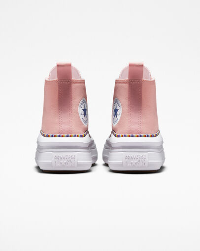 Chuck Taylor All Star Move Platform Friendship Bracelet Rosa tempesta/Indaco lavato/Bianco, Heel View