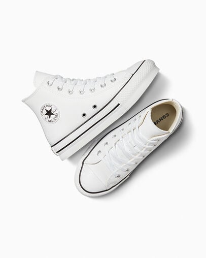 Chuck Taylor All Star Lift Platform Leather Blanco/Marfil natural/Negro, Angled View
