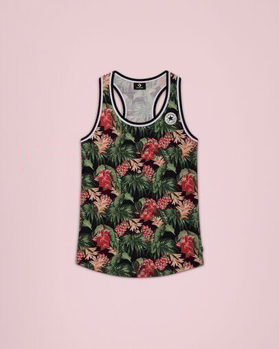 Chuck Taylor Graphic Print Long Tanktop Black Multi, Front View