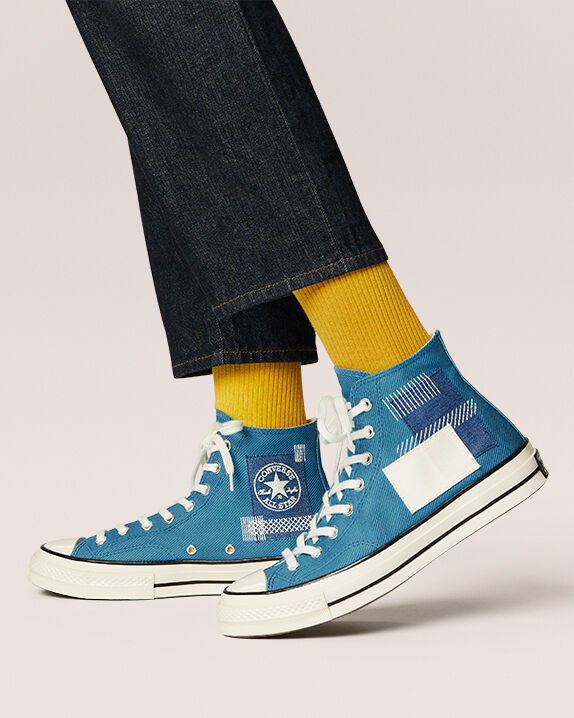 converse montante bleu