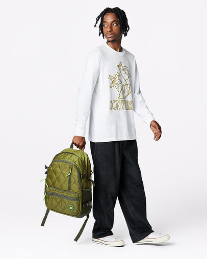 Quilted Straight Edge Backpack Moss