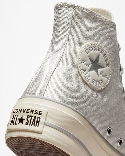 Digital Powder Platform Chuck Taylor All Star Pure Silver/Pure Silver/Egret, Detail Angle View