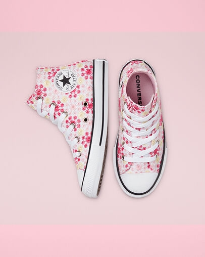 Canvas Broderie Chuck Taylor All Star Blanco/Rosa/Negro, Top and Side View