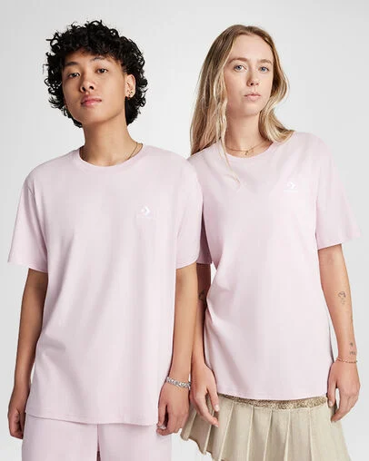 Converse Go-To Embroidered Star Chevron Standard-Fit T-Shirt Summit Pink, Front View