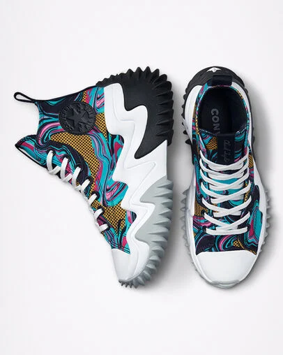 Run Star Motion CX Platform '90s Marbled Black/Ash Stone/White, Top and Side View