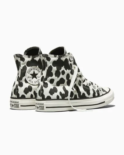 Chuck Taylor All Star Cow Print Black/Egret/Black, Heel View