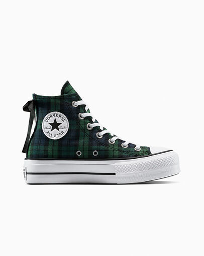 Chuck Taylor All Star Lift Platform Plaid Navy/Black/White, Outer Side View