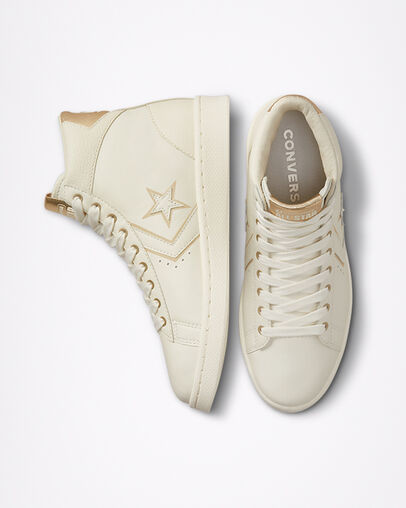 Pro Leather Metallic Shimmer Egret/Light Gold/Egret, Top and Side View