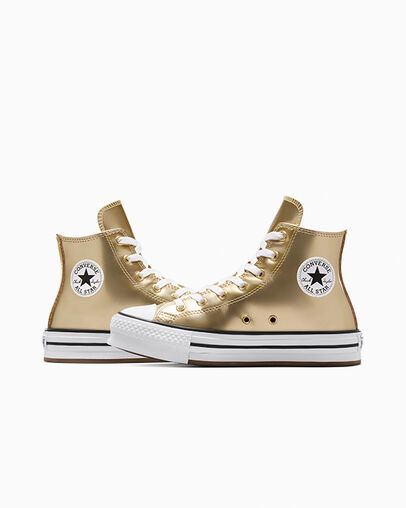 Chuck Taylor All Star EVA Lift Platform Metallic Metallic Light Gold/White, Detail Angle View