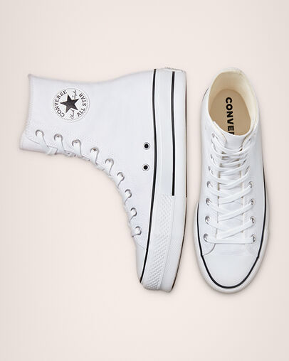 Chuck Taylor All Star Lift Extra High Platform White/White/White, Top and Side View