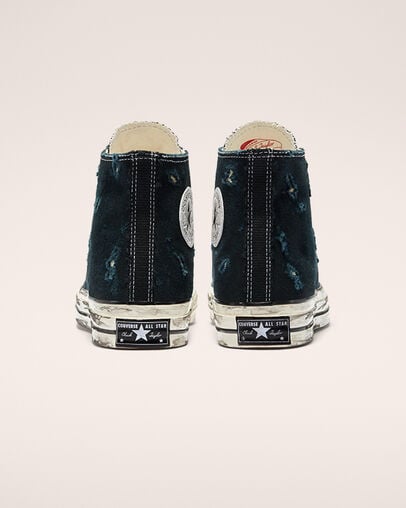 Chuck 70 Brushed Canvas Black Well Worn, Heel View