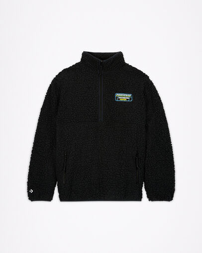Sherpa-Pullover mit Halbrei&szlig;verschluss Converse Black, Front View