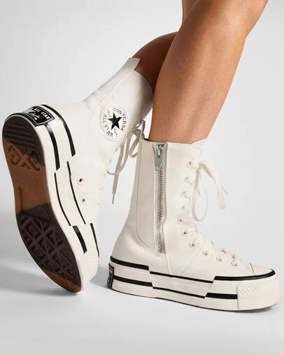 Chuck 70 Plus XHi Egret/Egret/Zwart, Reflective View