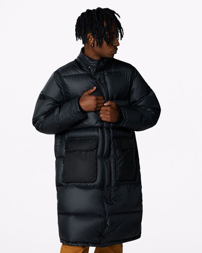Counter Climate Long Down Jacket Converse Black, Front View