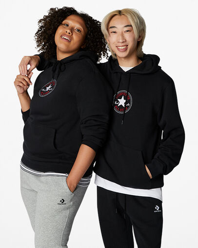 Converse Go-To Chuck Taylor Patch Standard Fit Pullover Hoodie Nero, Front View