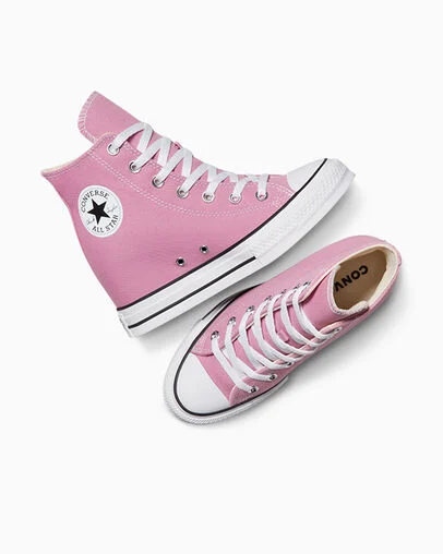 Chuck Taylor All Star Wedge Platform Cliffside Rose/White/Black, Angled View