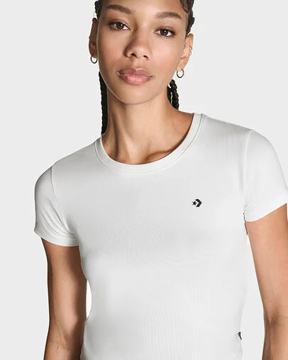 Star Chevron Slim Cropped T-Shirt White, Detail View