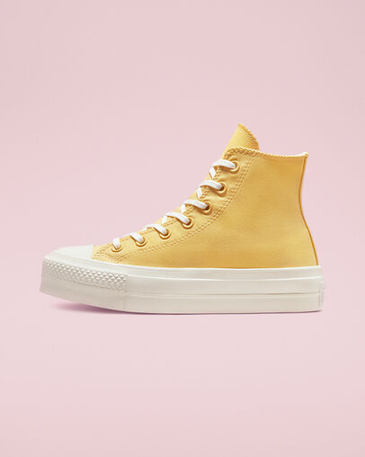 Chuck Taylor All Star Lift Platform Hybrid Texture Saturn Gold/Egret/Egret, Inner Side View