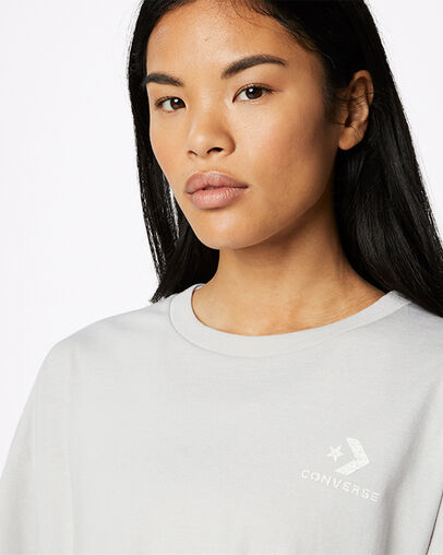 Heathered Cropped T-Shirt Natural Heather, Detail View