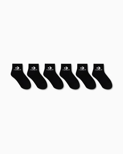 3-Pack Star Chevron Quarter Socks Black, 3/4 View