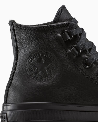 Chuck Taylor All Star Lift Platform Leather Black/Black/Black, Detail Angle View