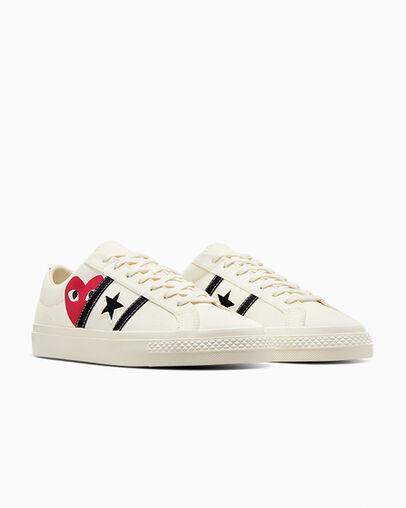 Converse x PLAY Comme des Garçons One Star Academy Pro Milk/Black/Red, Top and Side View