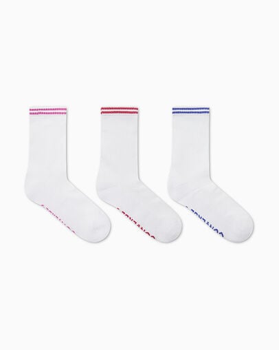 3-Pack Varsity Stripe Mesh Half-Crew Socks White, 3/4 View