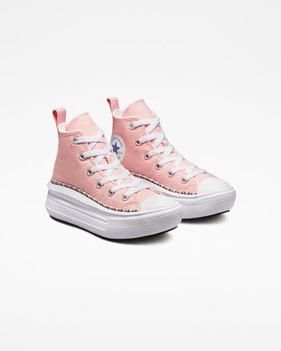 Chuck Taylor All Star Move Platform Friendship Bracelet Rosa tempesta/Indaco lavato/Bianco, Angled View