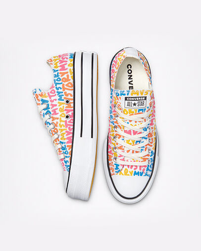 Chuck Taylor All Star Lift Platform My Story Egret/Amarillo/Bold Mandarin, Top and Side View