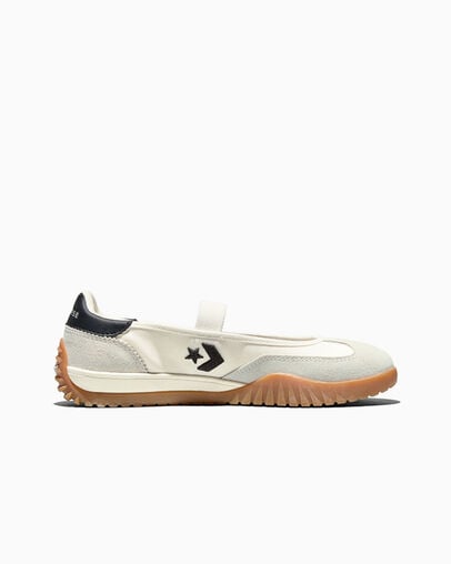 Run Star Trainer Ballet Flat Egret/Black/Gum, Outer Side View