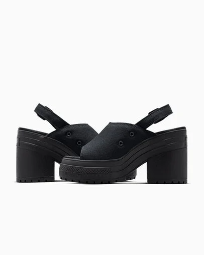 Chuck 70 De Luxe Heel Sandal Platform Black/White/Black, Detail Angle View