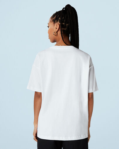 Vintage Wash Heart Oversized T-Shirt White, Back View