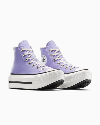Chuck Taylor All Star Lift Double Stack Platform Canvas Violet Heat/Egret/Black, Top and Side View