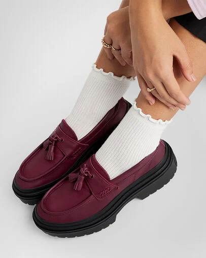 Chuck Taylor All Star Lugged Heel Loafer Platform Leather Deep Bordeaux/Deep Bordeaux, Reflective View