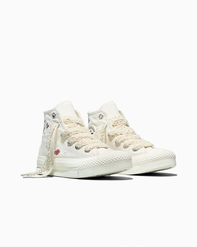 Chuck Taylor All Star EVA Lift Platform Fruits & Flowers Vintage White/Egret/Black, Top and Side View