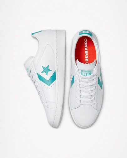 Pro Leather Blanc/Turquoise outremer/Blanc, Top and Side View
