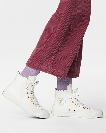 Chuck Taylor All Star Mono White Blanc vintage/Aigrette/Or, On Foot Shot 1