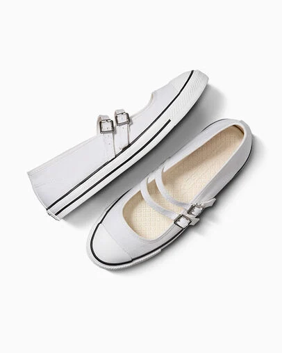 Chuck Taylor All Star Dainty Mary Jane White/Egret/White, Angled View