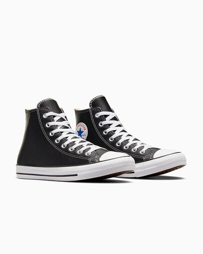 Chuck Taylor All Star Leather Black, Top and Side View