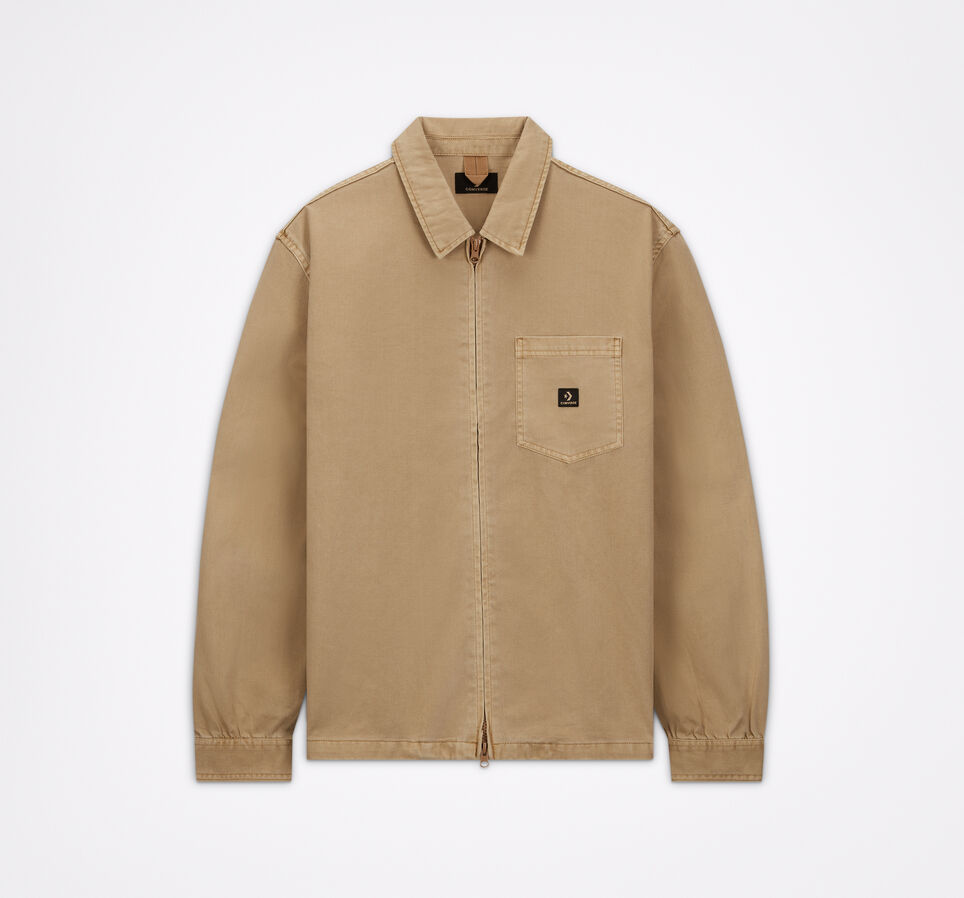 Washed Canvas Full Zip Work Shirt Nomad Khaki