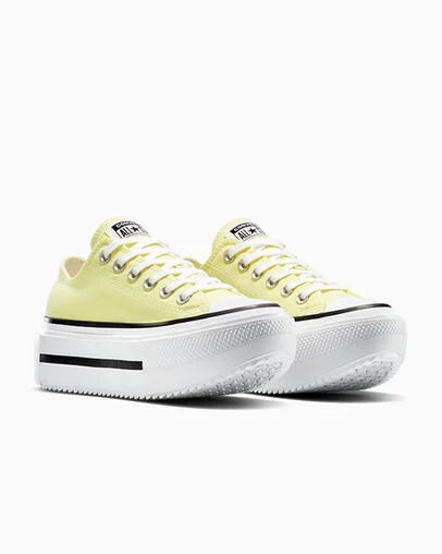 Chuck Taylor All Star Lift Double Stack Platform Canvas Lemon Slushy/Weiß/Schwarz, Top and Side View