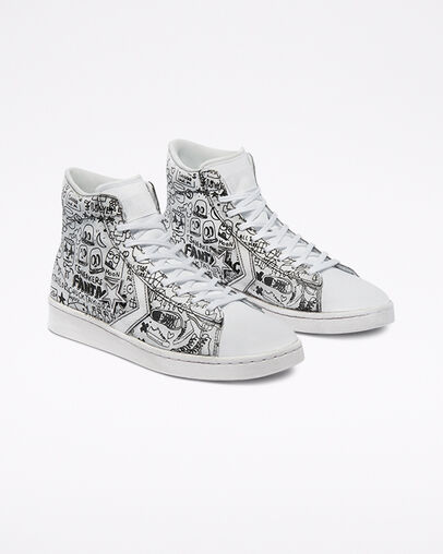 Laser Pro Leather LTD Graffiti bianco nero, Angled View