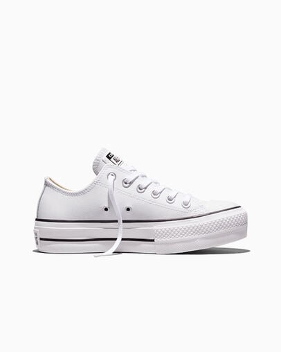 Chuck Taylor All Star Platform Clean Leather Blanco/Negro/Blanco, Outer Side View