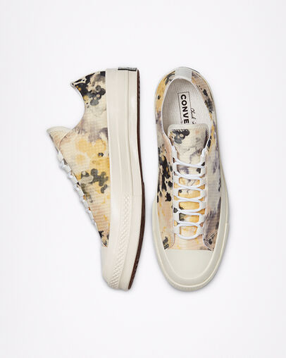 Chuck 70 Washed Florals Sesame/Gravel/Egret, Top and Side View