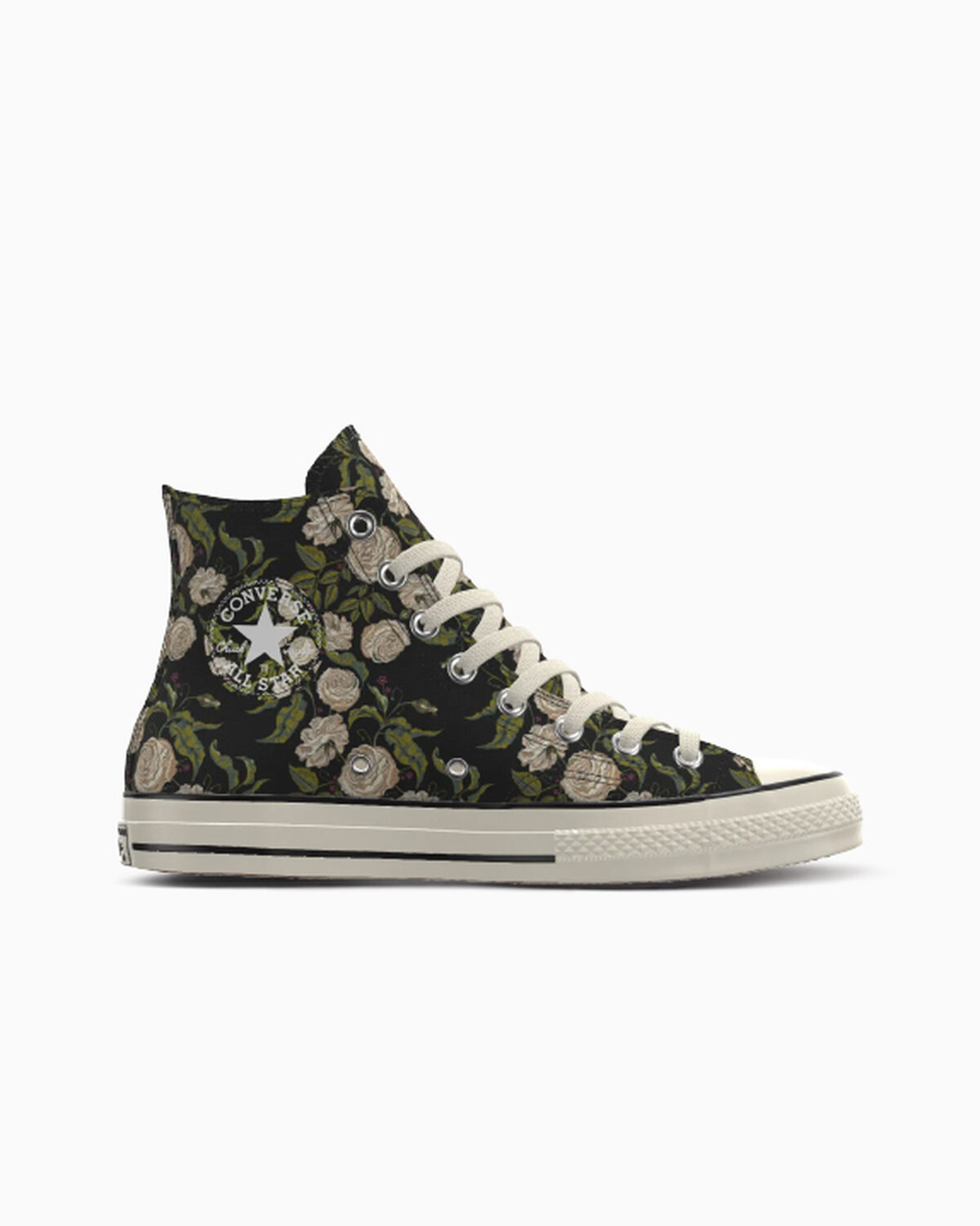 Converse Chuck Taylor 1970s Black Leather Floral Custom Chuck 70s