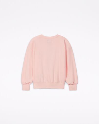 T-shirt met ronde hals, ruches en Chuck Taylor Patch Storm Pink, Back View