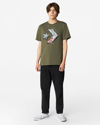 Star Chevron Lizard Graphic T-Shirt Converse Utility, Full Body View