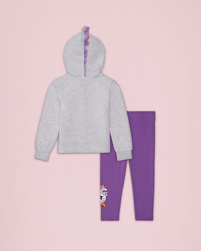 Unicorn Chuck Taylor Patch Hoodie and Legging Set Birch Heather, Back View