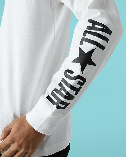 All Star Long Sleeve Tee White, Full Body View